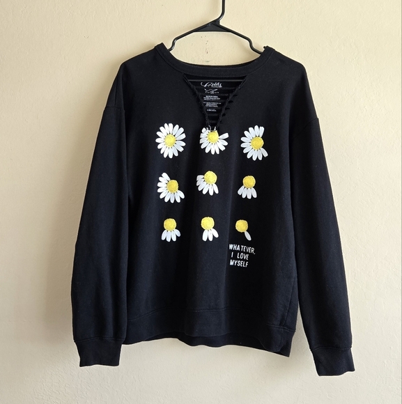 Cold Crush Daisy Love Me Not Black Pullover Sweatshirt - Picture 1 of 8